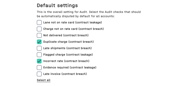Automated dispute rules - default settings