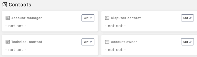 Screenshot of Contacts section from Provider Accounts page